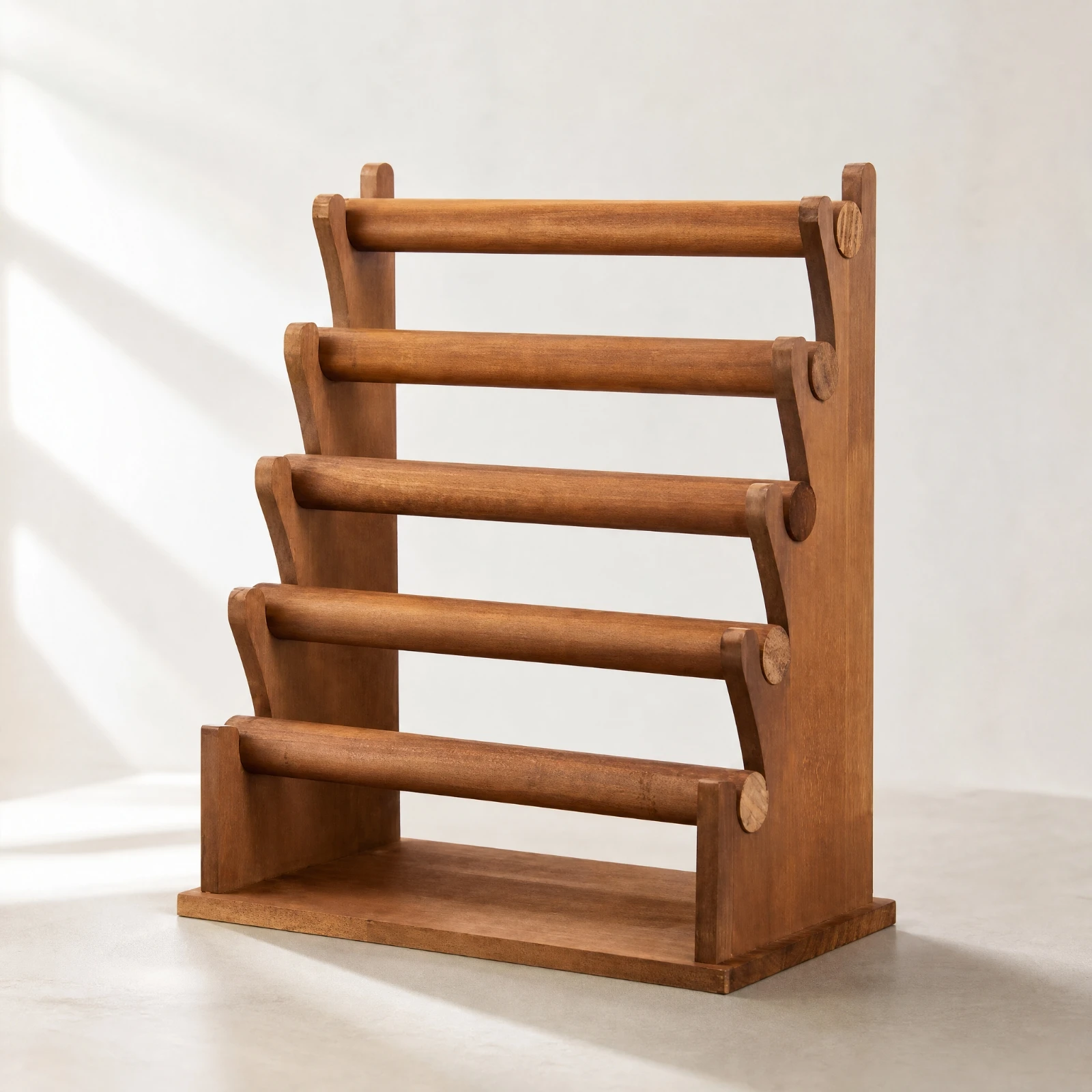 Five-Tier Jewelry Display Rack Stable Wooden Bracelet Holder Bracelet Display Stand Sturdy Scrunchie Organizer Stand