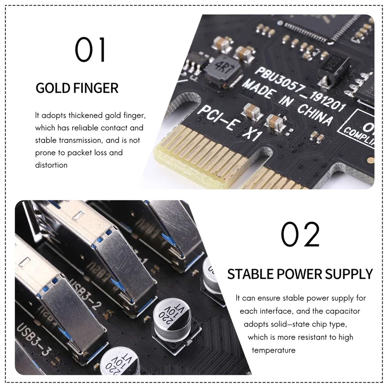 USB 3.0 PCI-E Expansion Card Adapter 7 Ports USB 3.0 Hub Adapter External PCI-E Extender PCI Express Card For Desktop