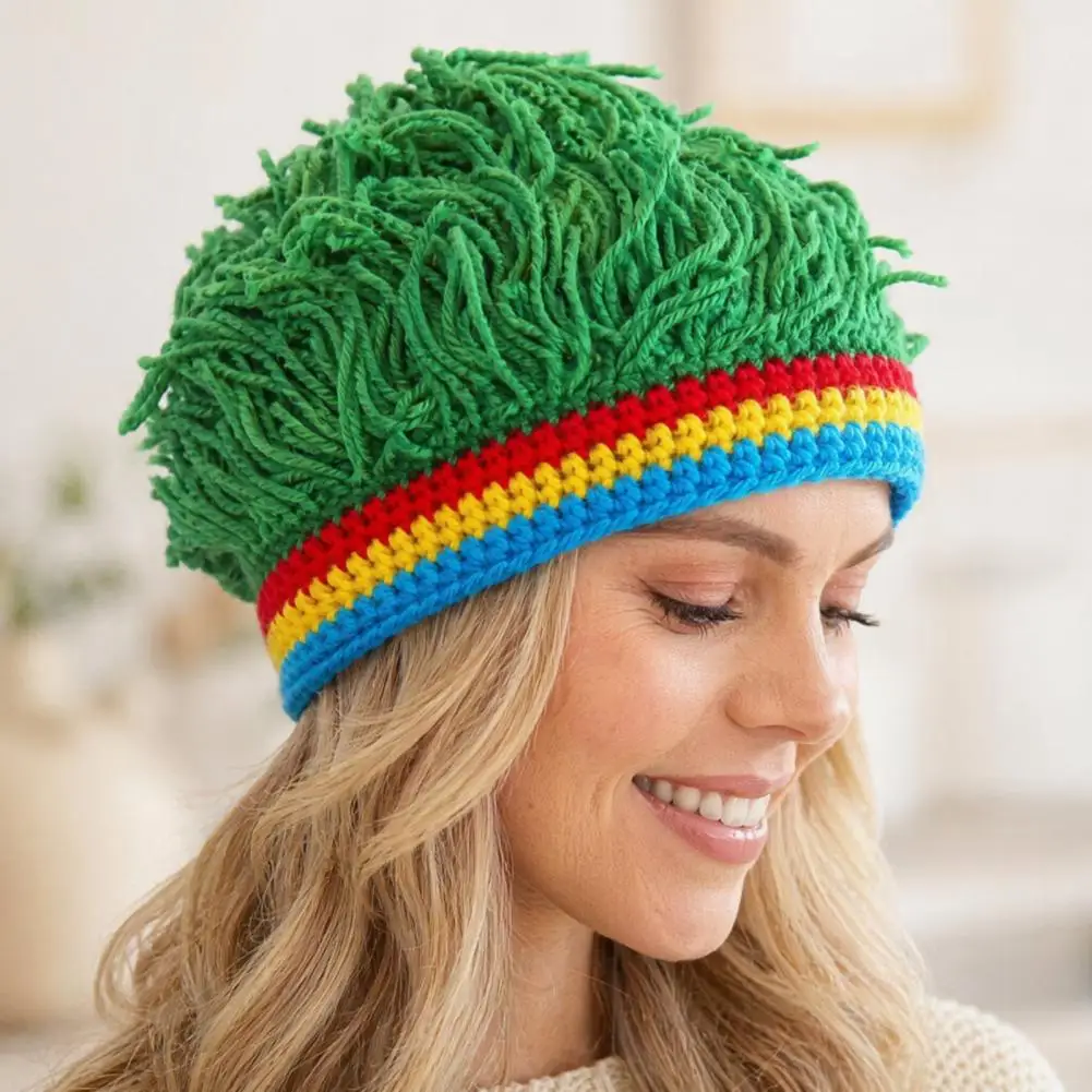 Hop Hat Unisex Dreadlock Hood Hop Style Knit Hat with One-piece Dreadlock Wig Boys Girls Festival Cap Music Party for Halloween
