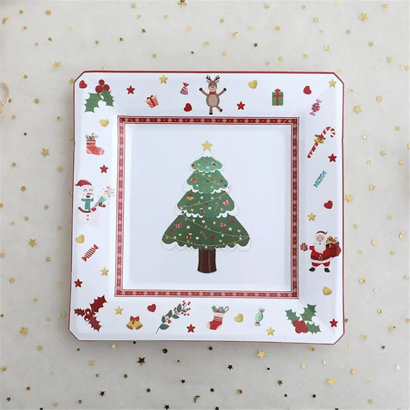 Christmas Decoration Party Theme Tableware Set Disposable Paper Plate Tablecloth Christmas Supplies Christmas Tree Dinner Plate