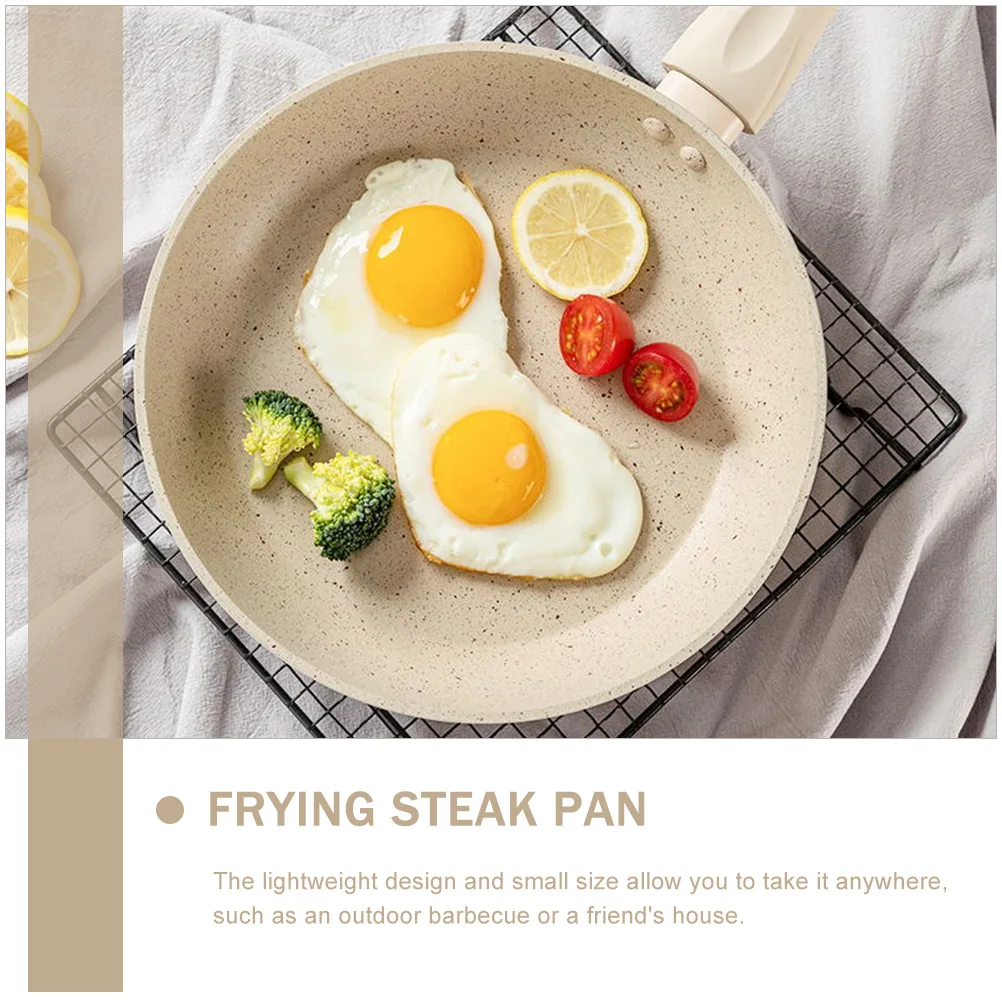 

Non-Stick Frying Pan For Steak Breakfast Kitchen Small Portable Aluminum Handle Sturdy Fryer Baking Universal Lightweight Easy