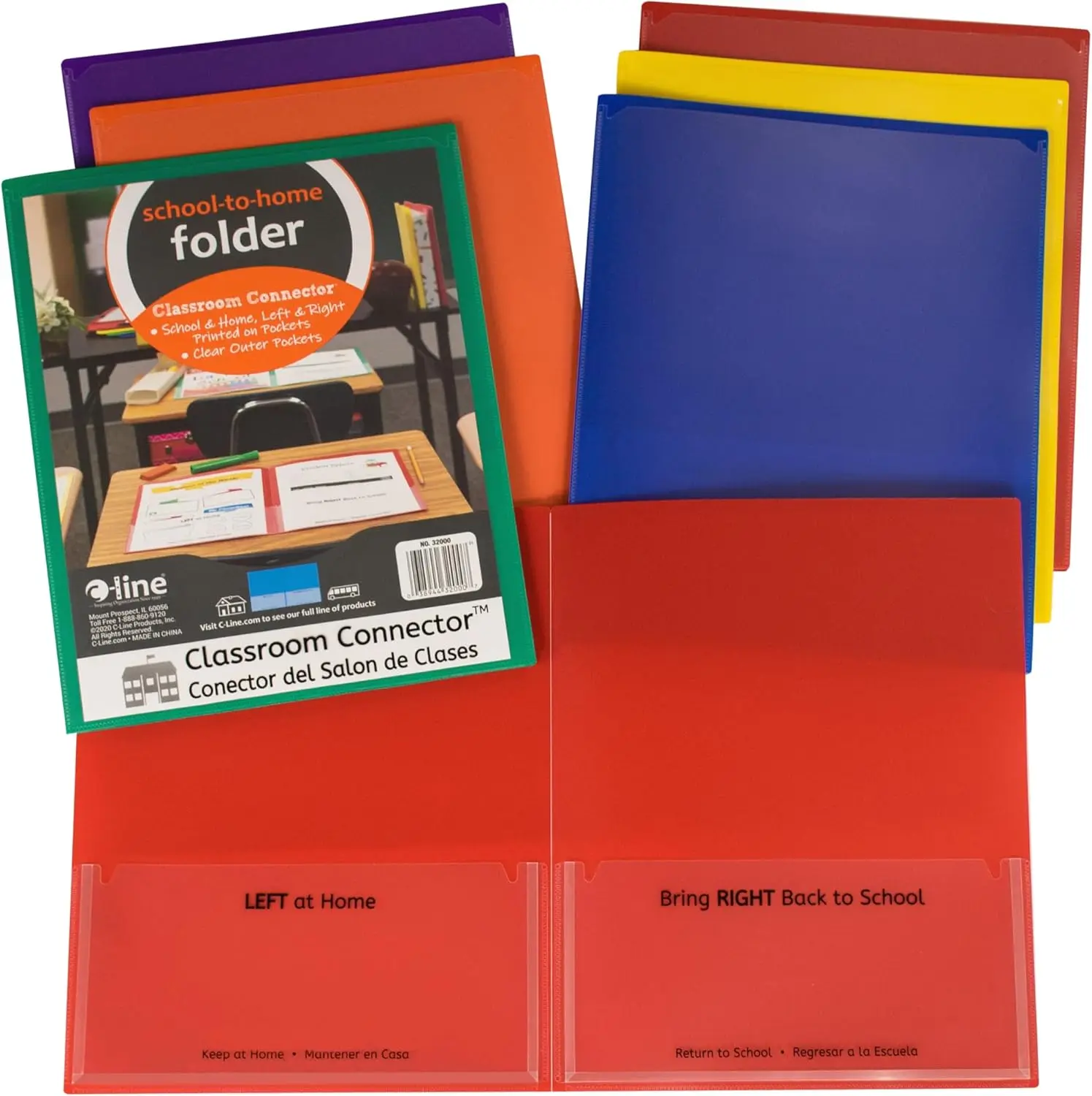 

Two-Pocket School-to-Home Folders, Assorted Colors, 36 per Box, Durable Polypropylene