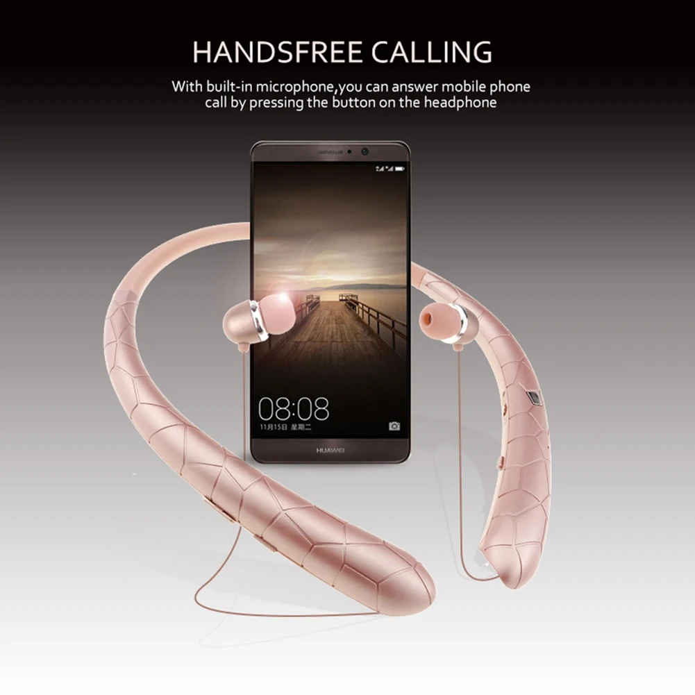 Wireless Headphone Fone Bluetooth 5.0 Neckband Earphones Retractable Earbuds with Mic Stereo Sports Headset Waterproof Earbuds