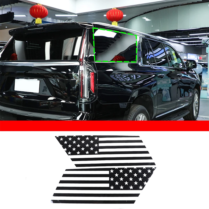 For Cadillac Escalade 2015-23 PVC Car Rear side Window Pull Flower Film Trim Stickers Car Accessories(Suitable for long shafts)