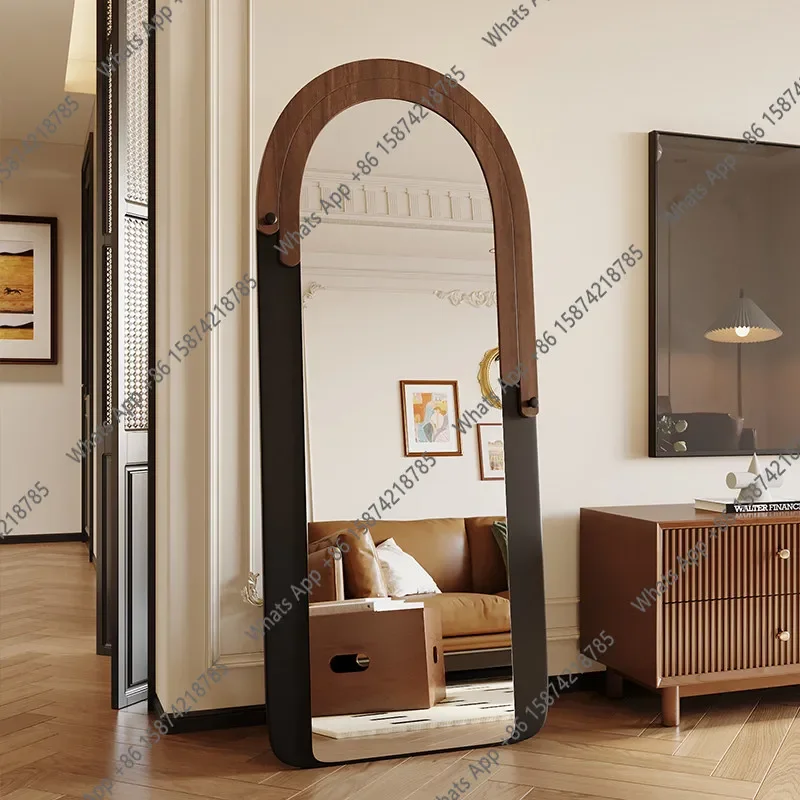 T French Retro Full-length Mirror Household Bedroom Entrance Arched Full-length Mirror Light Luxury High-end Full-length Mirror