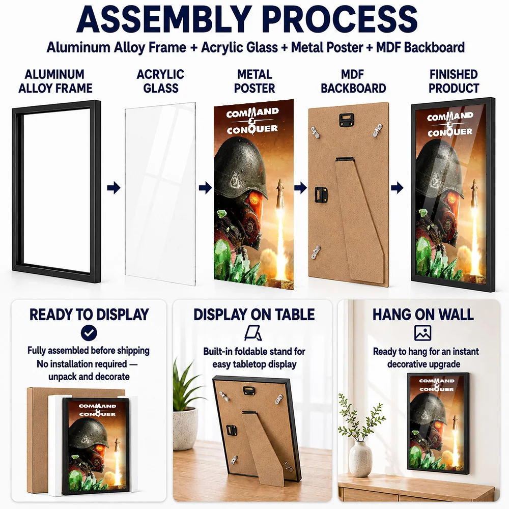 Command & Conquer Soldier Rocket Metal Poster With Aluminum Alloy Frame Personalized Hero Tribute Wall Art Ideal For Game Room