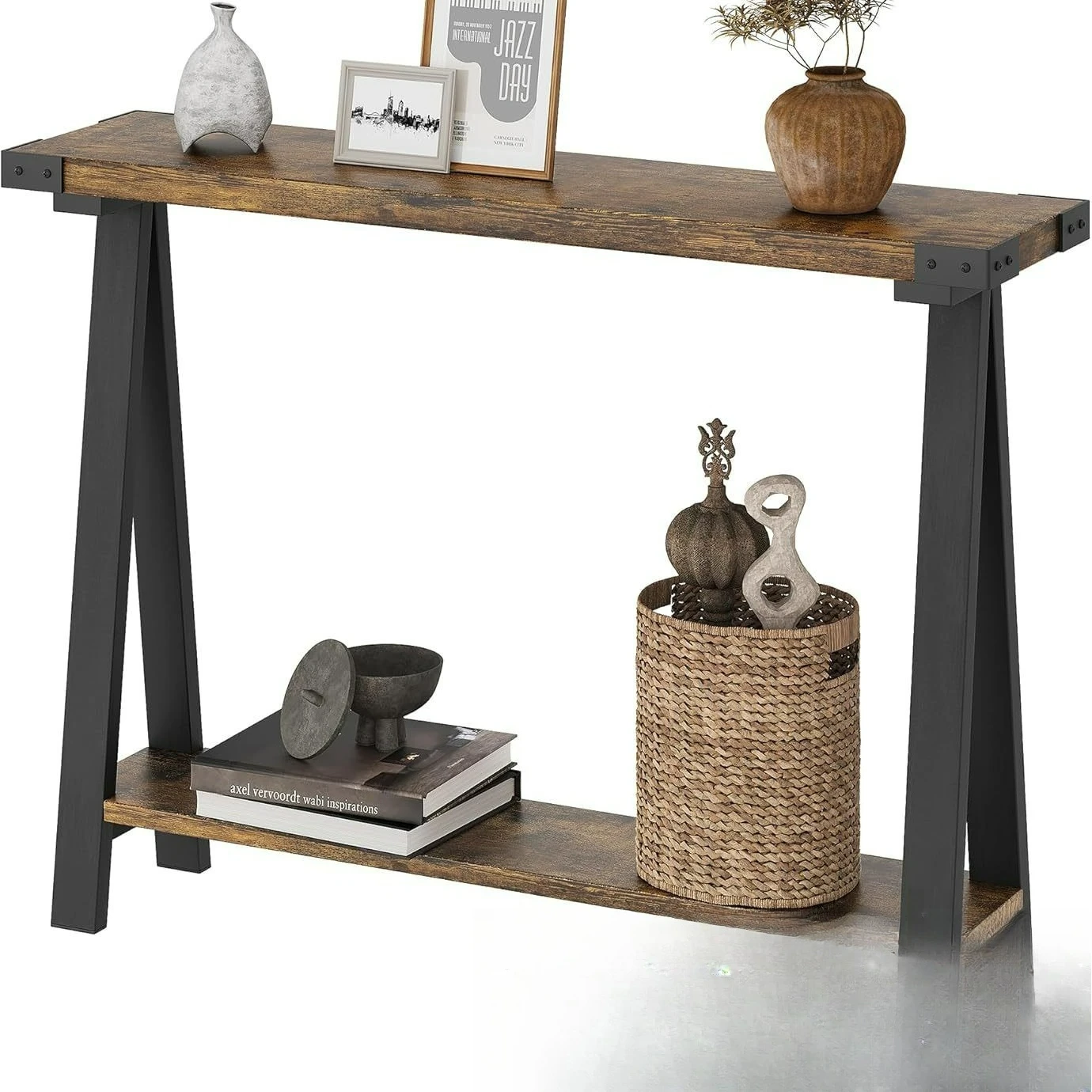 

Entrance table with storage 2-story sofa table with metal frame