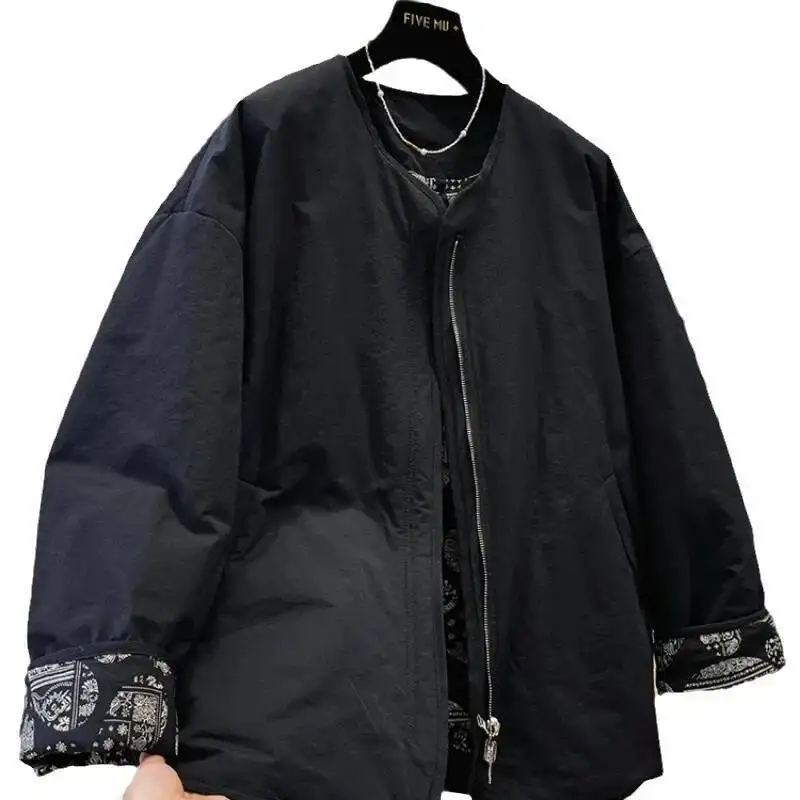 سترة نسائية كلاسيكية فريدة من نوعها برقبة دائرية وسحاب كسول معطف قطني فضفاض غير رسمي للخريف والشتاء بأكمام طويلة من الصين #5