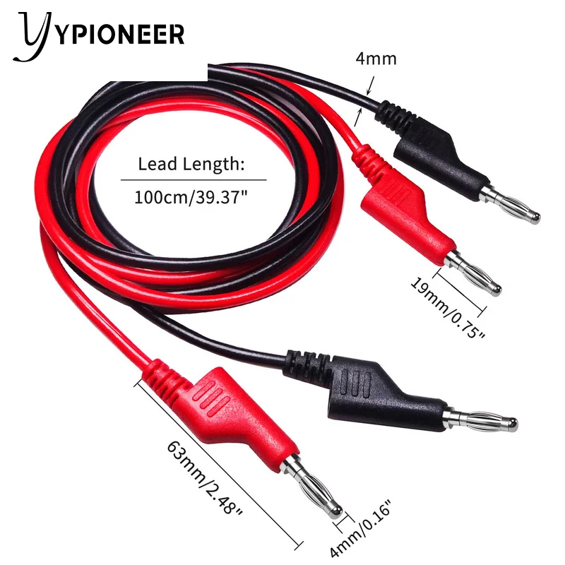 YPioneer P1036 4mm Stackable Banana to Banana Plug Test Leads with 10PCS Full Insulated Copper Alligator Crocodile Clips