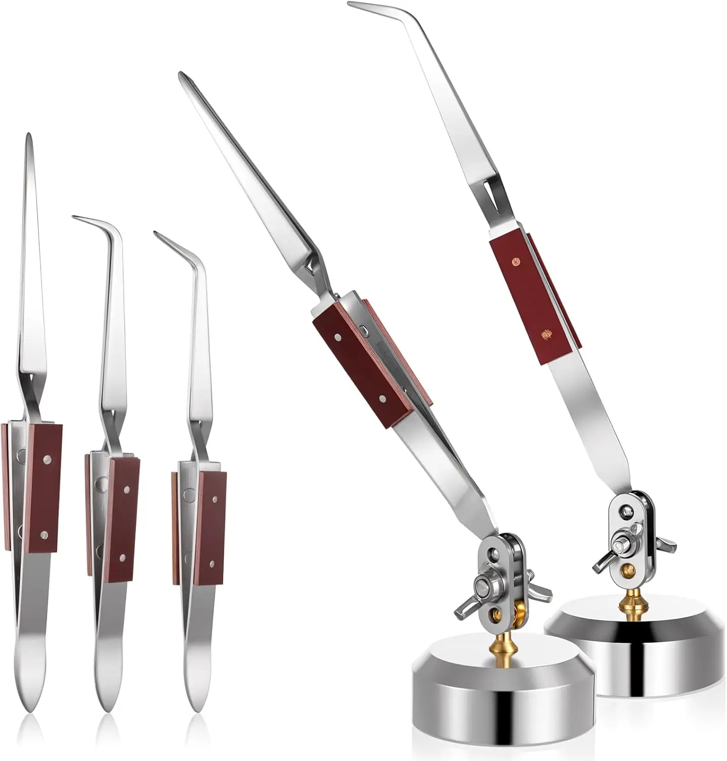 

5 Pcs Soldering Tweezers Set with 360° Rotation for Jewelry Making & Repair