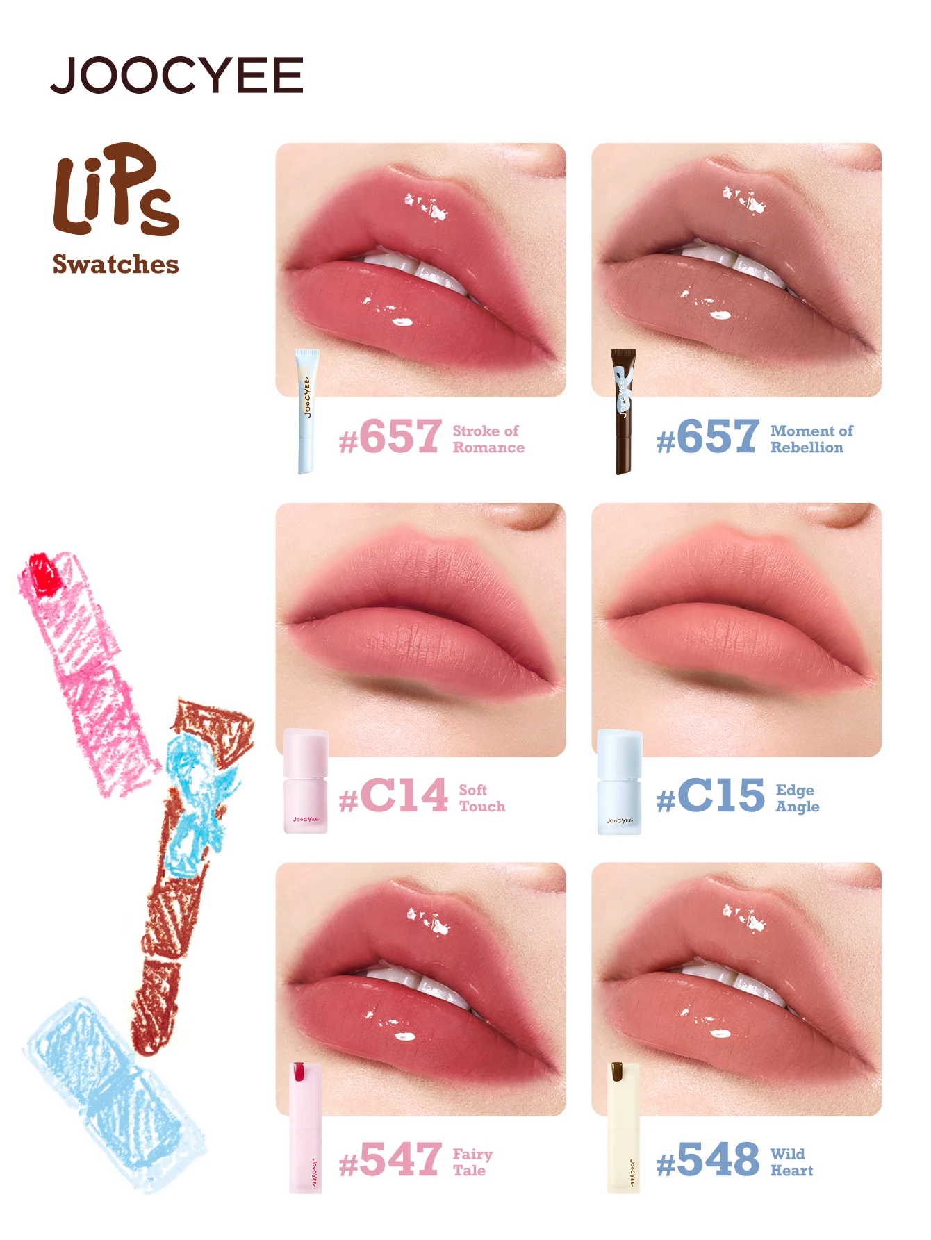 JOOCYEE BE A「KiDULT」CRYSTAL GLOSS & BLUSH & REDE LOSSY & HIGHLITHER & Multi-usages Crème & EYESHADOW