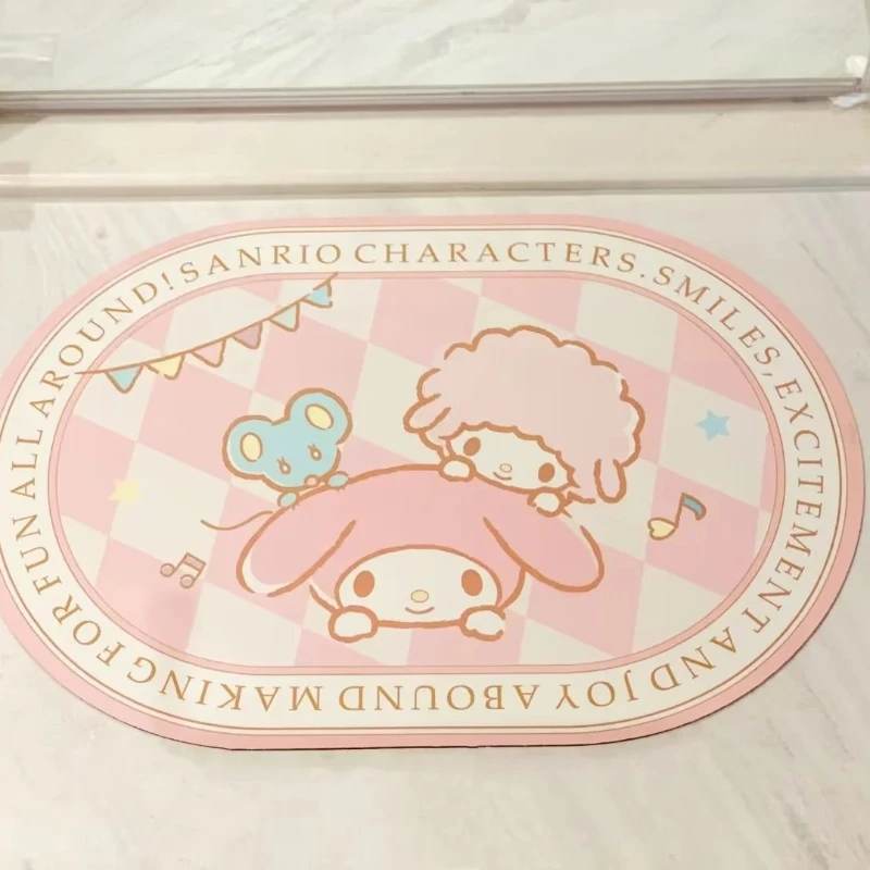 Cute Kuromi Diatomaceous Earth Bath Mat, Rubber Back Non-slip, Super Absorbent Quick Dry Bathroom Floor Mat