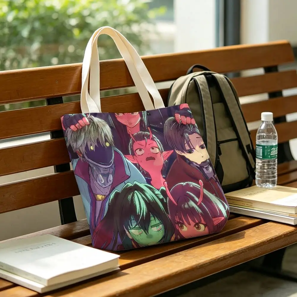 Cute CP Anime M-Milky S-Subway Large Capacity Cotton Polyester Shoulder Tote Bag Zipper Handbag for Shopping Daily