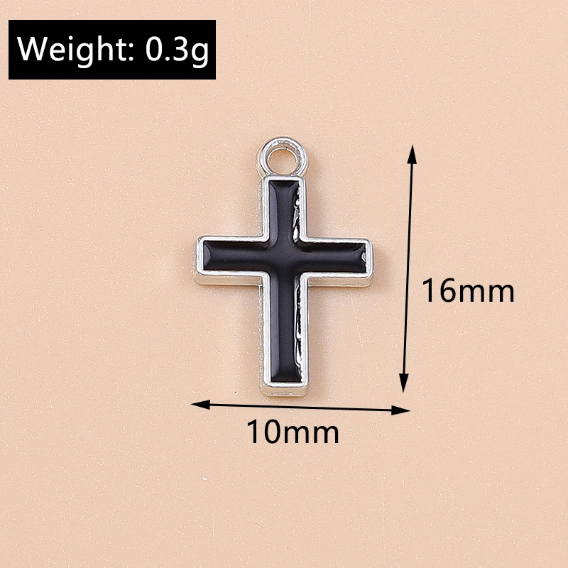 10 Stück niedliche Emaille-Anhänger mit Liebesherz und Kreuz für die Schmuckherstellung, Ohrringe, Halsketten, Armbänder, DIY-Bastelzubehör – Detail 7