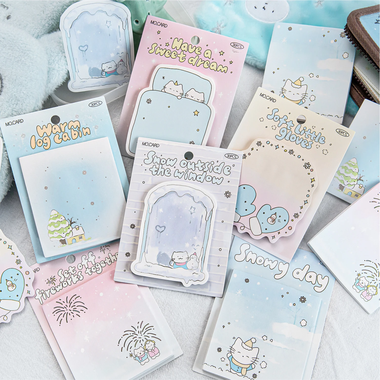 30sheets Soft Seasonal Series Kawaii Cartoon Message Sticker DIY Handmade Collage Scrapbooking Material Craft Paper