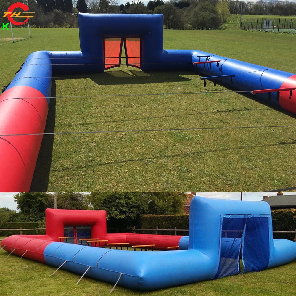 

Free Door Shipping TH 12x6m/20x10m Blue Red Inflatable Football Field with Ropes Soccer Arena Pitch Sport Game with Blower