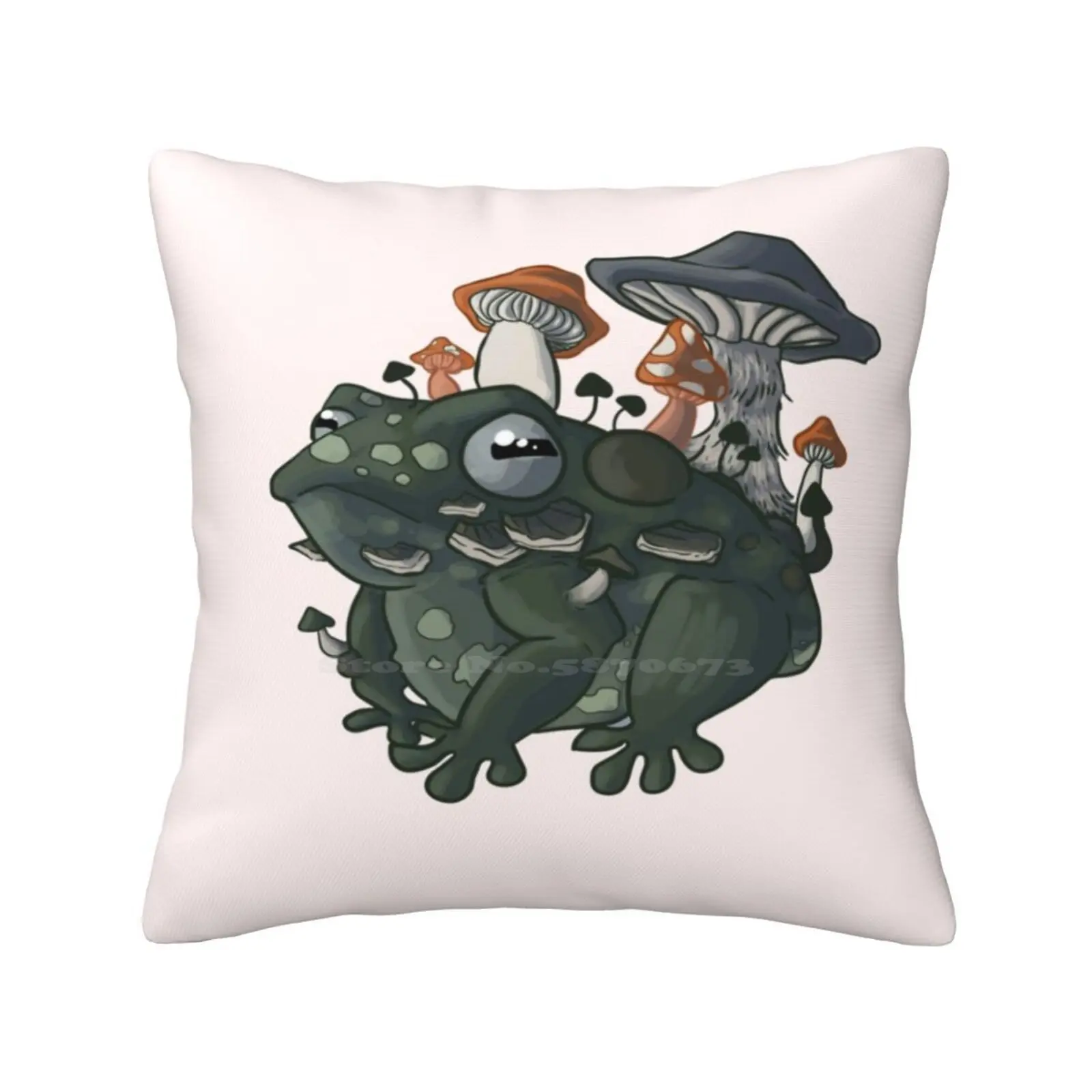 Mushroom Toad Home Sofa Car Waist Throw Pillowcase Cute Frog Cute Toad Mushroom Art Toad Art Frog Art Cottagecorefrog Frogcore