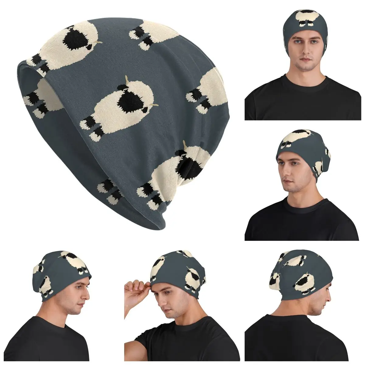 Black Nose Valais Sheep Skullies Beanies Hats Warm Autumn Winter Outdoor Cap Knitted Bonnet Caps for Men Women Adult