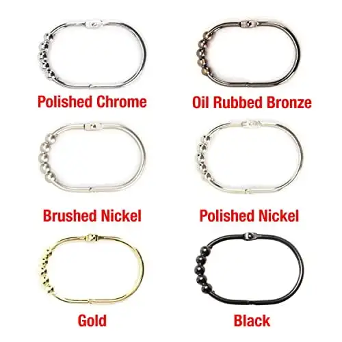 Shower Curtain Rings Set, Polished Chrome Finish, Easy Glide