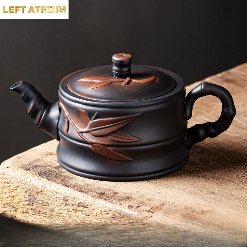 Jianshui Clay Purple Pottery  Carving Teapot Hand Painted Antique Relief Teapot Household Teapot Kungfu Tea Set Kettle