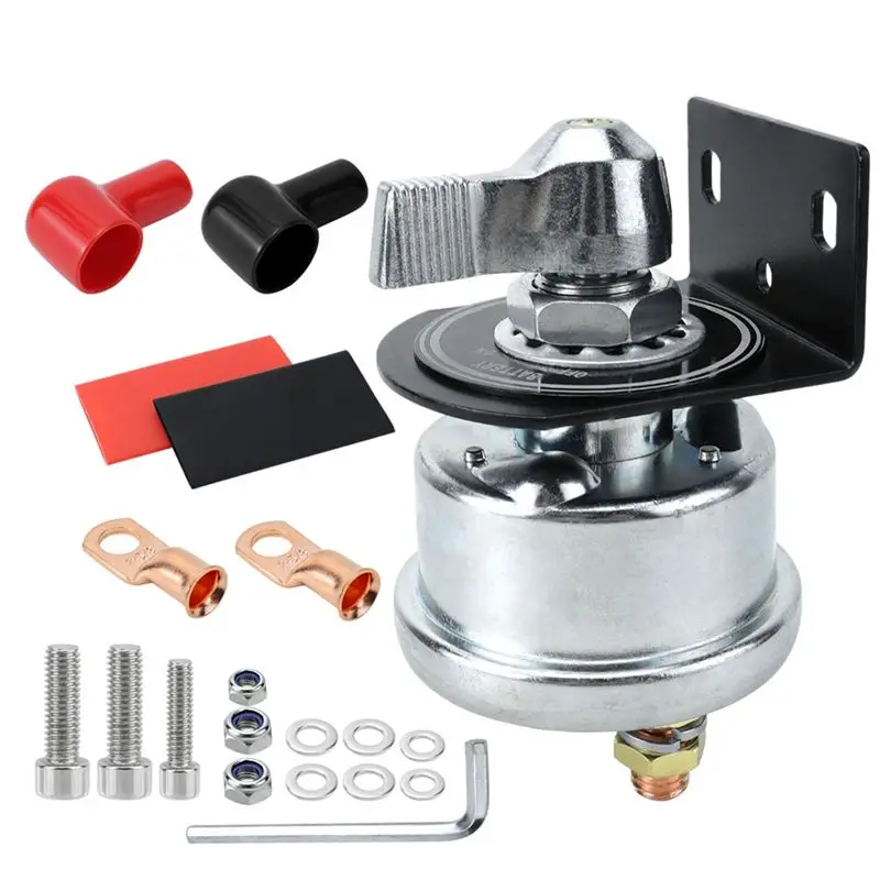 HLZS-12V Battery Disconnect Switch With Side Post Mounting Bracket 48V Master Switch For Car Boat RV ATV UTV Vehicles