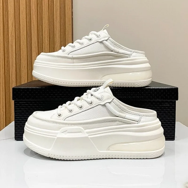 

Women's Leather BaoTou Half Slippers Spring Summer Outdoor Leisure Slippers Thick Soled Women's Shoes