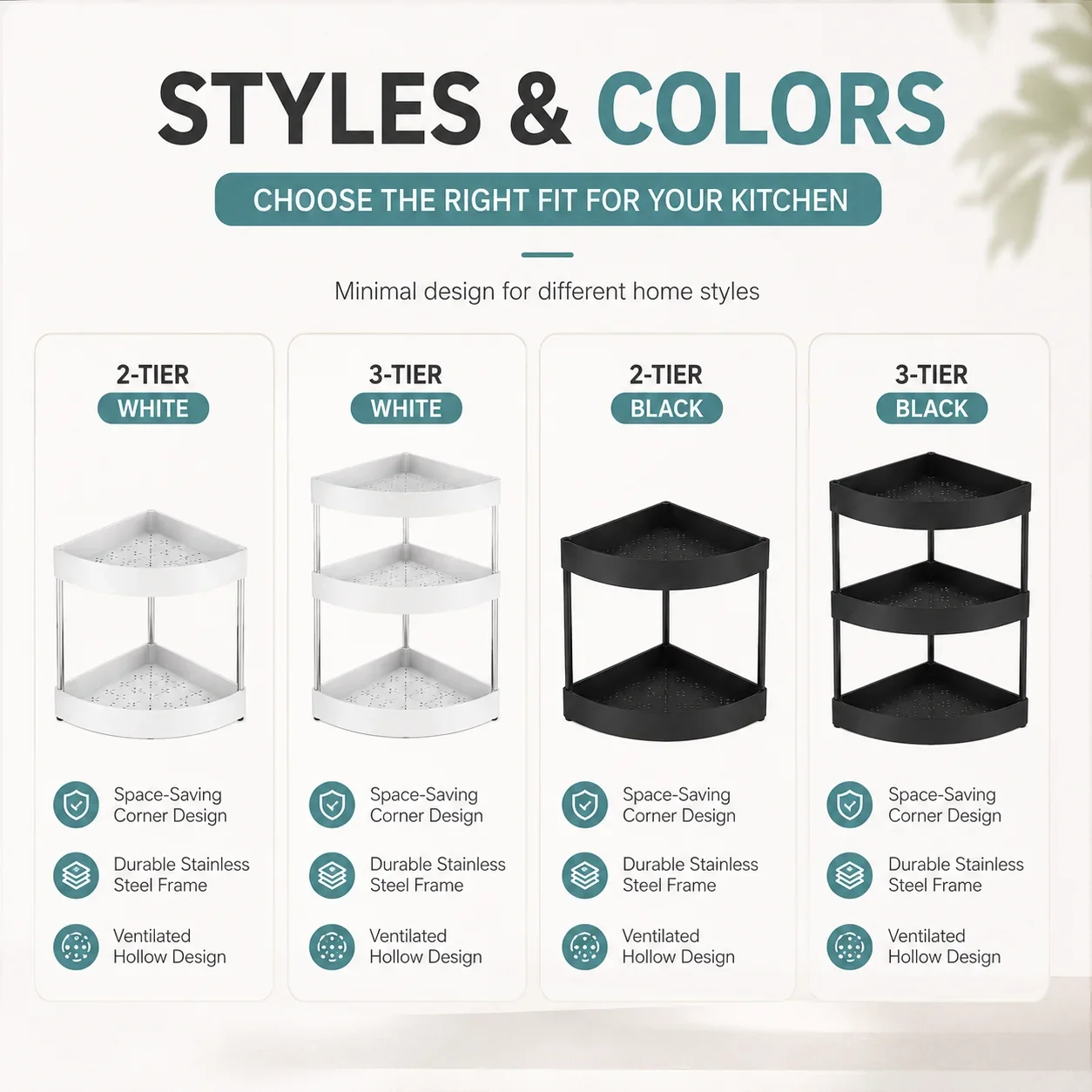 2/3Tiers Kitchen Desktop Corner Spice Rack Plastic Triangle Countertop Storage Shelf for Condiments Bottles Pantry Organizer - view 3