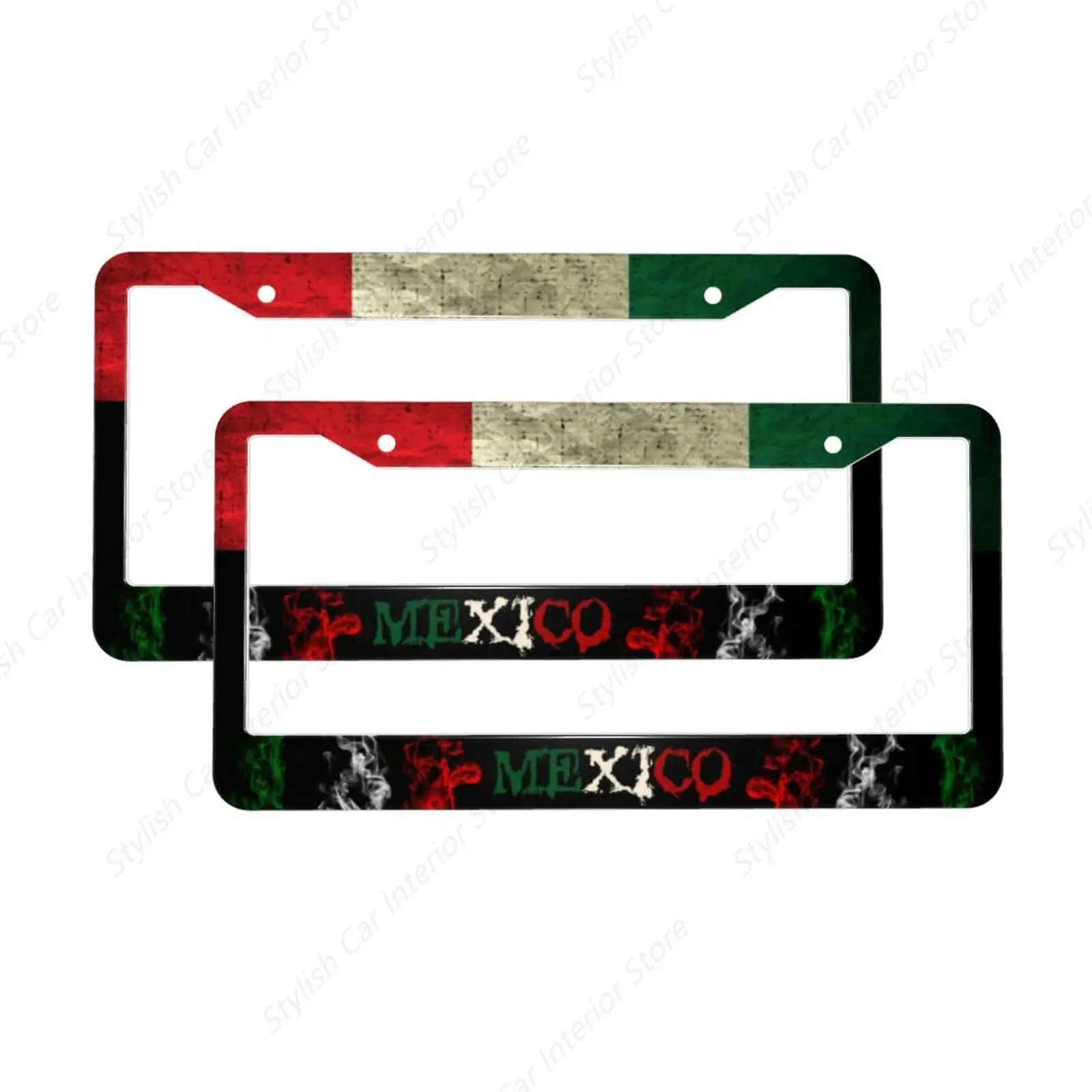 

Mexico Flag License Plate Frame Car Accessories Stainless License Plate Holder Patriotic Flag Decorative Frames