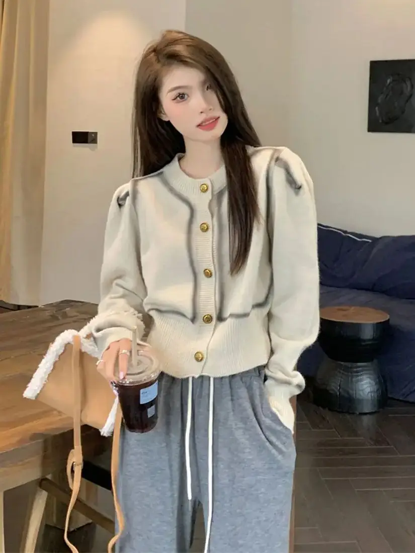 

Korean Cardigan Sweater Women 2023 Autumn Winter Long Sleeve Single-Breasted Stylish Fashion Ladies Jumjpers