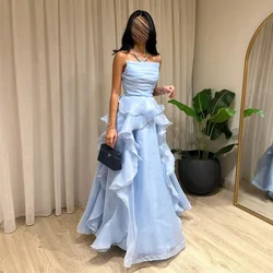 Customized Pleat Sleeveless A-line Sexy Backless Strapless Illusion Prom Gown Temperament Evening Dresses for Women فساتين السهر