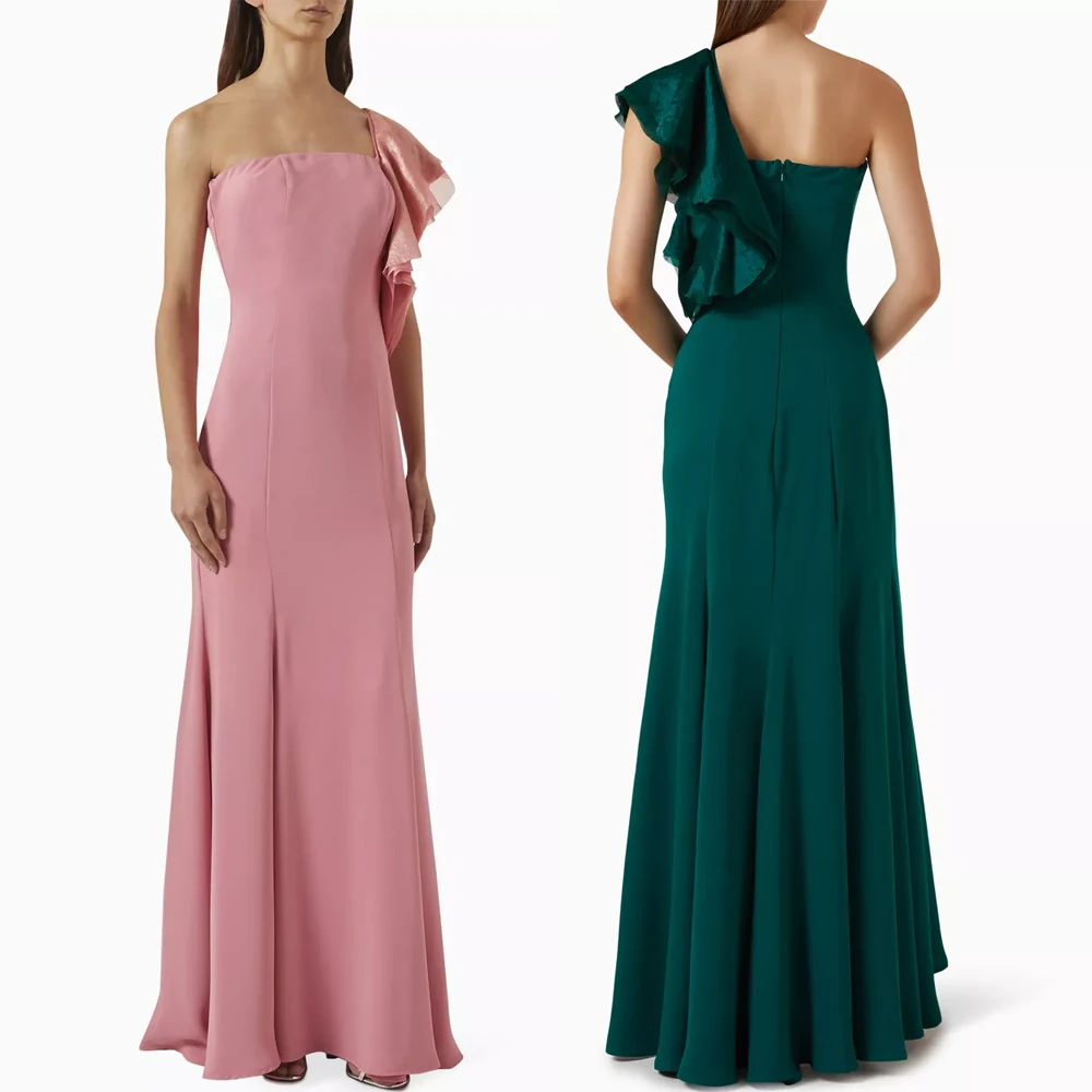 

Customized Sexy Elegant One-shoulder Ruffle Gown A-Line Evening Dresses Formal Exquisite High Quality Prom Party Gowns for Women