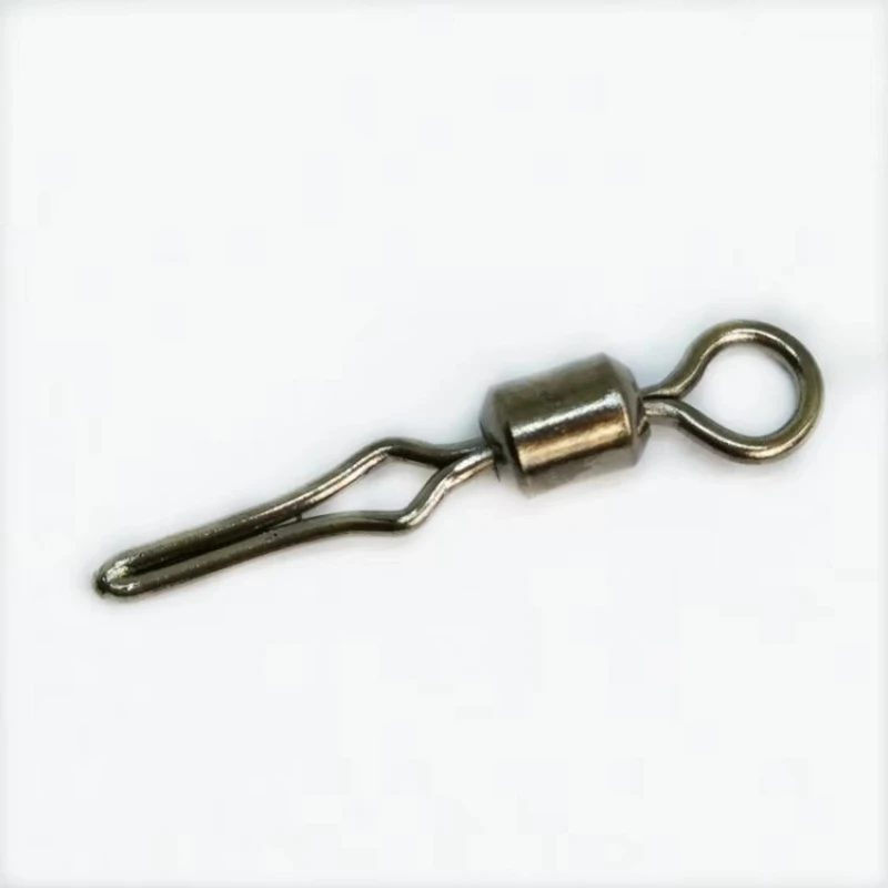 100 pièces/sac 2 # -10 #   Pivot de pêche avec Clip de ligne latérale, pivotant en cuivre, accessoires de pêche à pression roulante