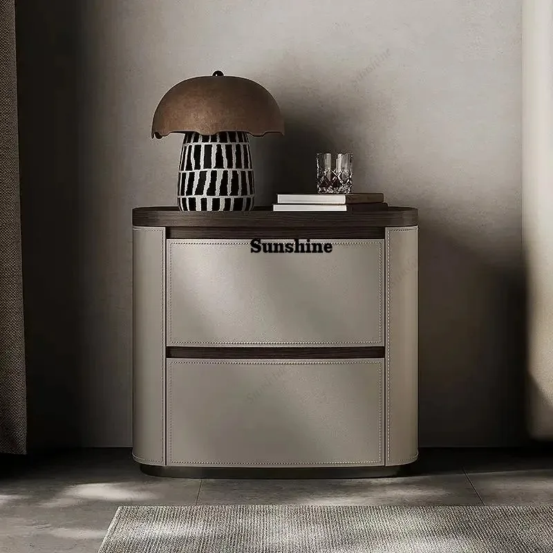 

Italiya Gray Wooden Nightstands European Organiser Space Saving Nightstands Bedroom Storage Drawer Table De Chevet Furniture