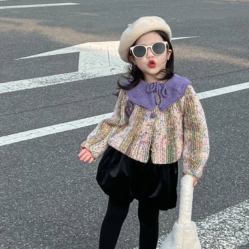 Girls Sweater Wool Coat Kids Tops Knitting 2023 Thicken Warm Winter Autumn Plus Size Cottons Cardigan Children's Clothing