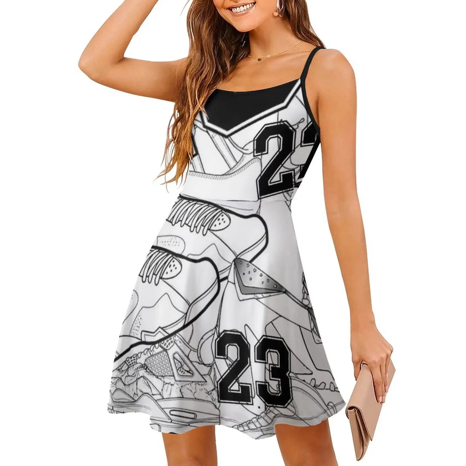 دعوات الكرة الرياضية | خلفية الكرة حذاء رياضة | فستان نسائي للحفلات ملابس الشارع الشهير ملابس نادي مطبوعة عصرية للنساء #4