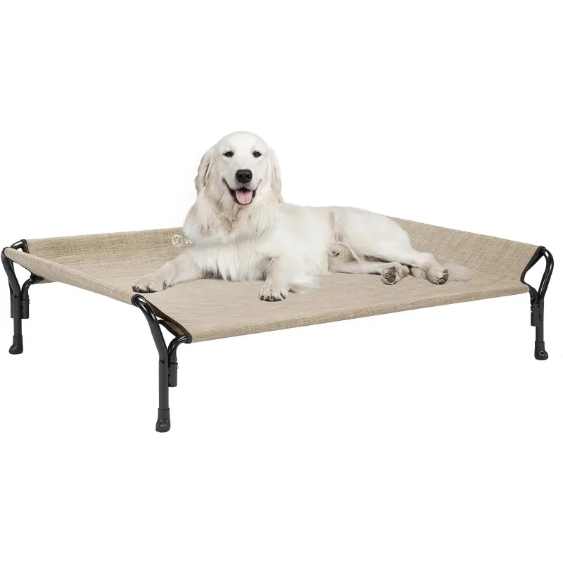 Cooling Raised Dog Bed, Guardrail Elevated Dog Bed, Chewproof Dog Bed Frame with WashableNon-Slip Dog Sofa Bed