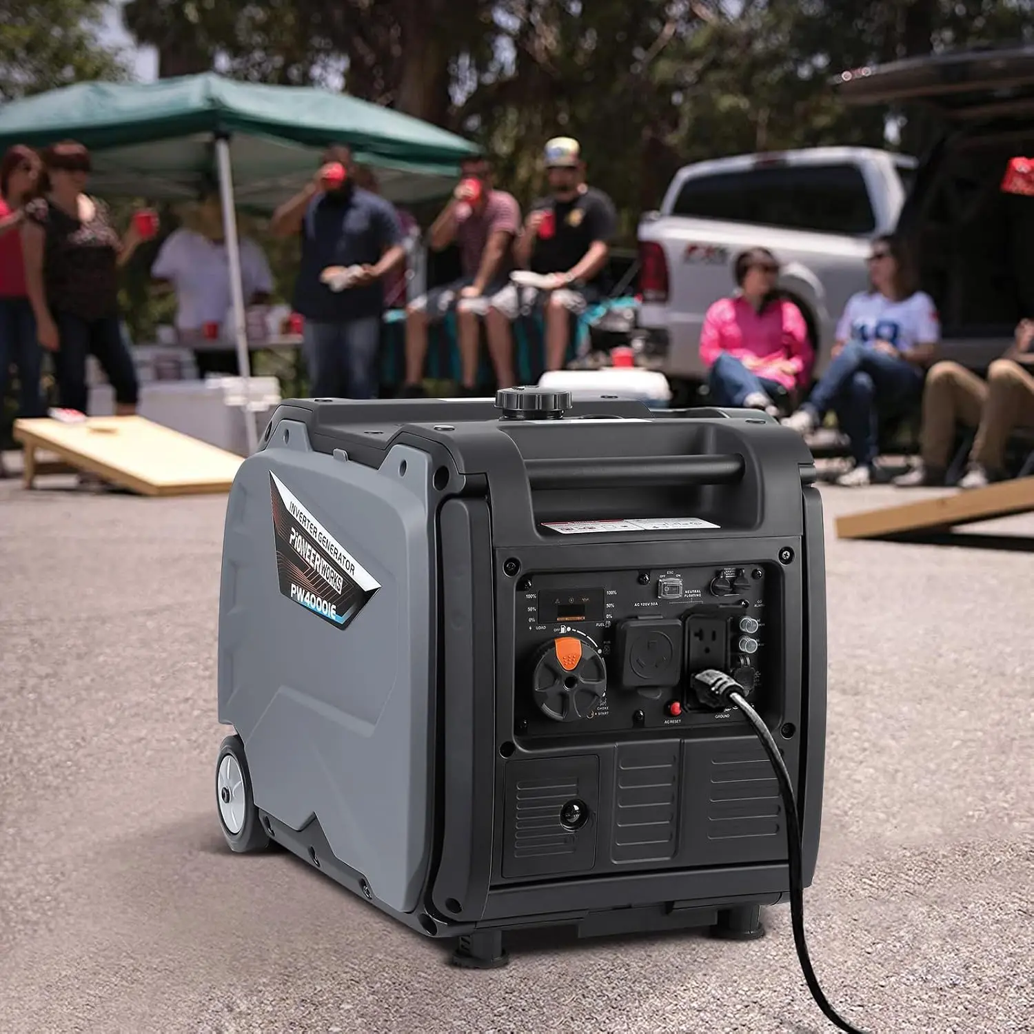 Portable Power Station - 4000W Inverter Generator, 120V AC Outlet, Silent Operation, CO Safety Alert, Ideal for Camping Home Use