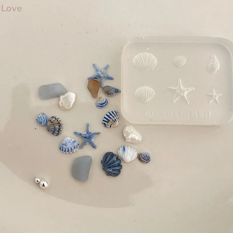 [L & P] 1 pièces étoile de mer coquille Rose 3D acrylique moule à ongles décorations d'ongles bricolage Silicone ongles estampage plaques ongles