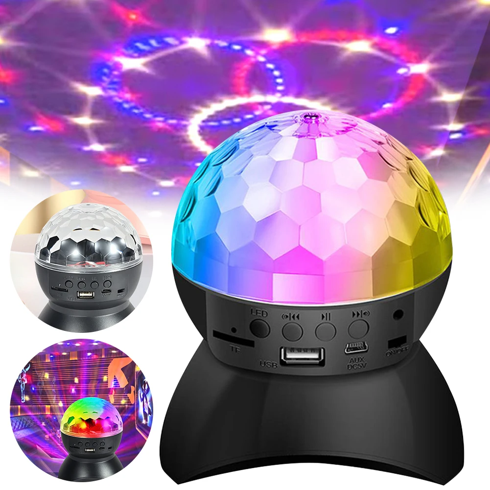 مصباح ديسكو RGB مع مكبر صوت متوافق مع بلوتوث ، مصباح كرة دوار ، شحن USB لـ DJ ، حفلة عيد ميلاد ، ديكور النادي الليلي