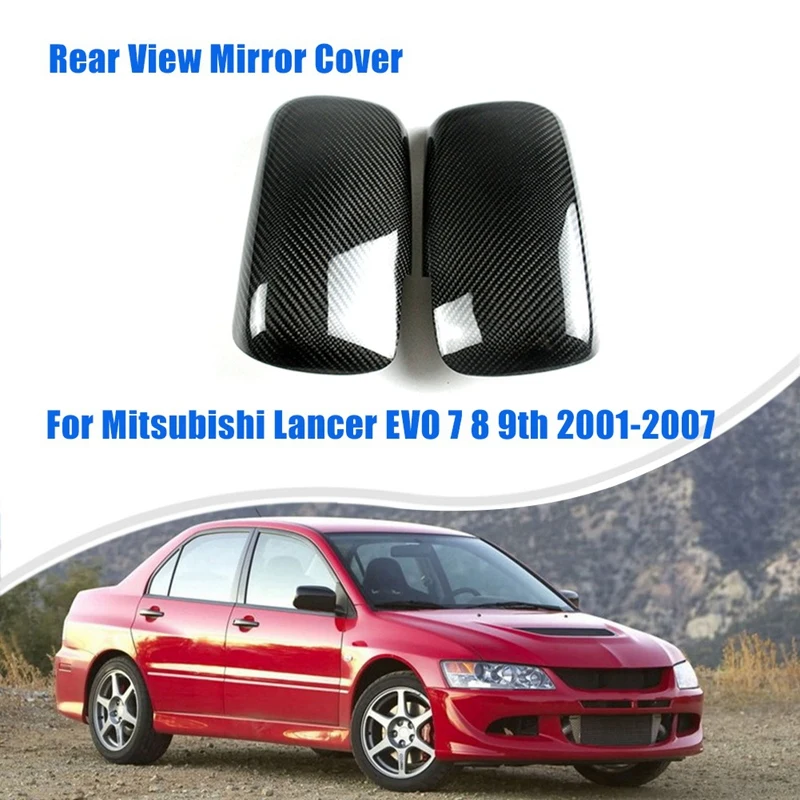 Carbon Fiber Car Rear View Mirror Cover Trim For Mitsubishi Lancer EVO 7 8 9Th 2001-2007 Spare Parts Accessories