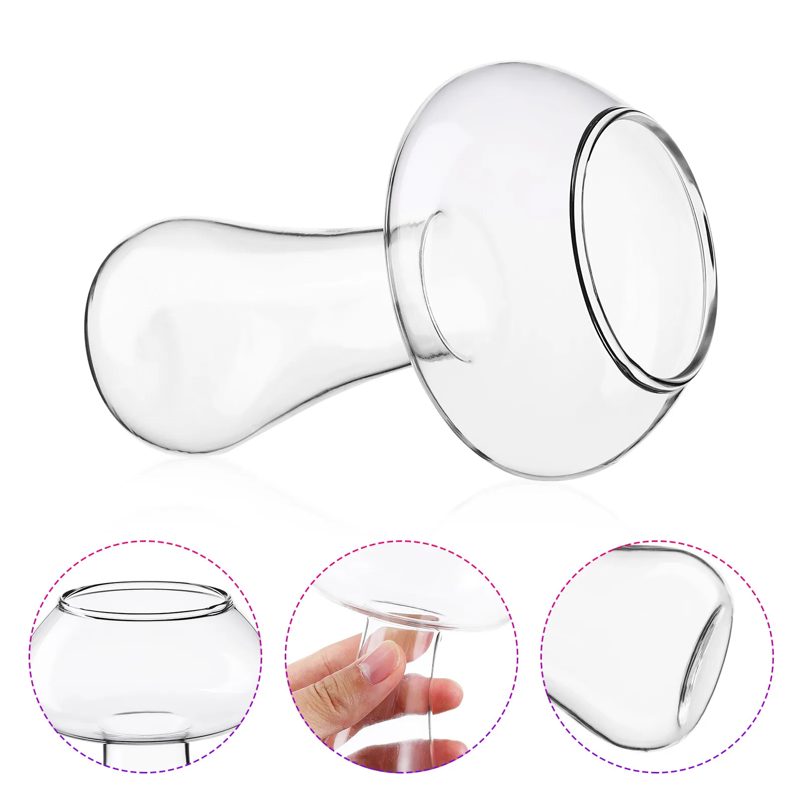 2Pcs Mushroom Glass Cup Transparent Crystal-Like Cocktail Glass Set Novel Adorable Shape for Bar Serving Party Ktv Home Wine