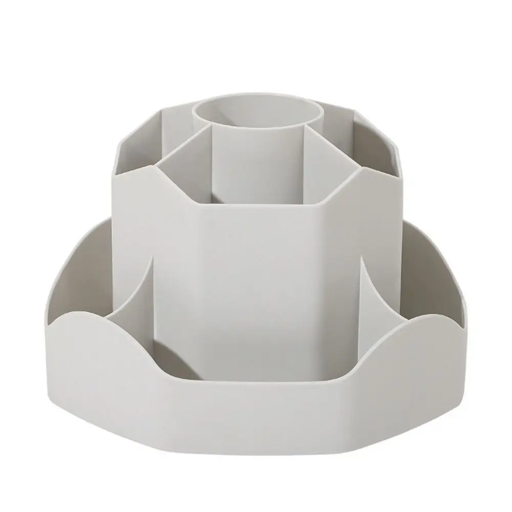New PP Rotate Pen Holder Large Capacity Multi-Functional Pen Boxs 9-Grid Compartment 360°Rotatable Pen Stand Office Use