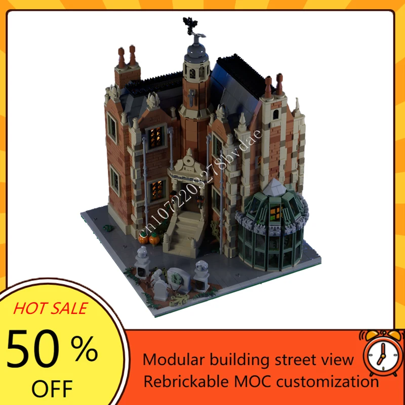 Blocos de Construção Modulares Haunted Mansion, Creative Street View, Arquitetura DIY Assembly Model, Toy Gifts, MOC, 2098Pcs