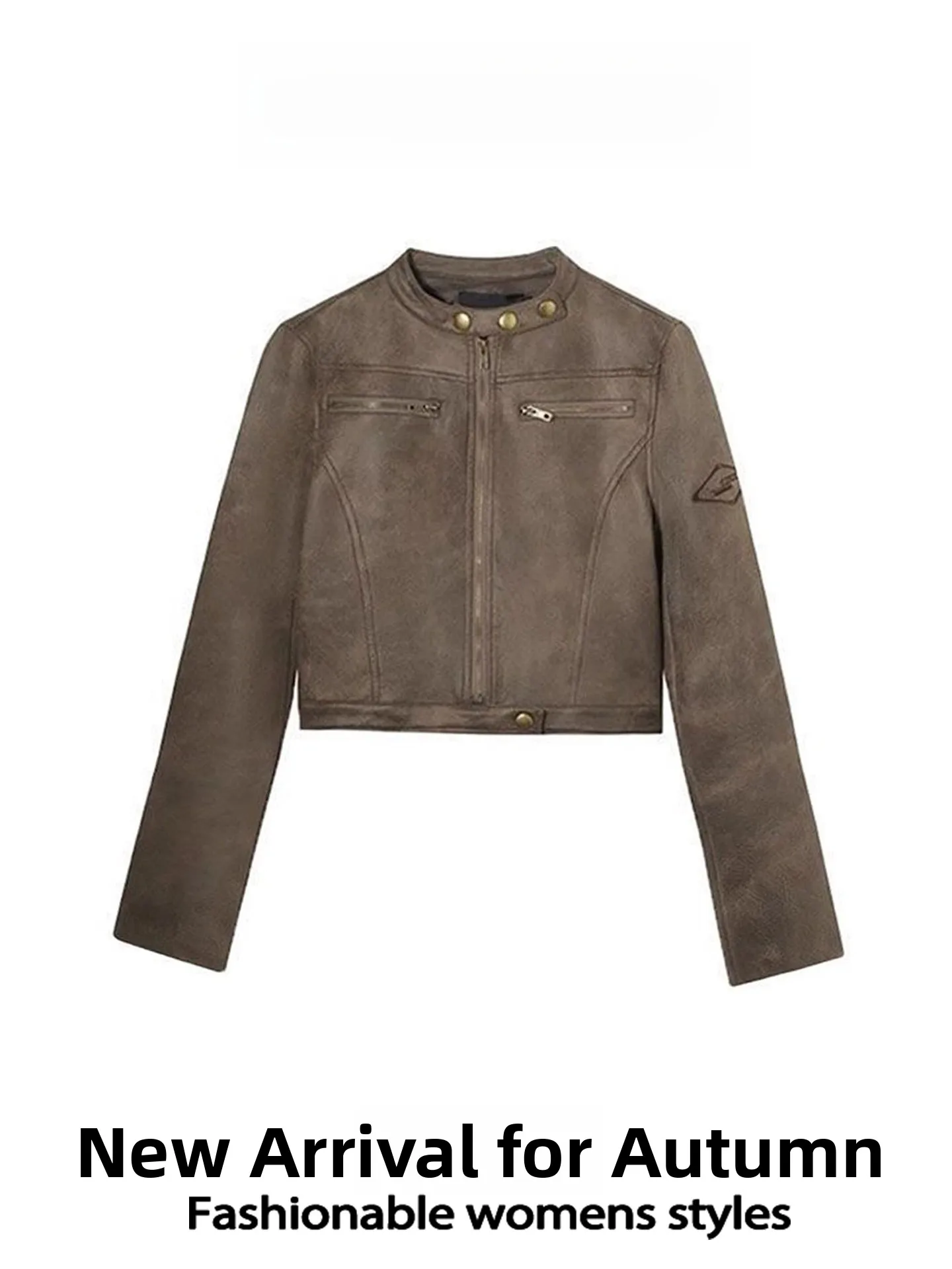Coffee Suede Jacket Women's Slim Fit Short Coat Autumn Vintage Wasteland Style Spicy Girl Top Warm Function Chinese Production