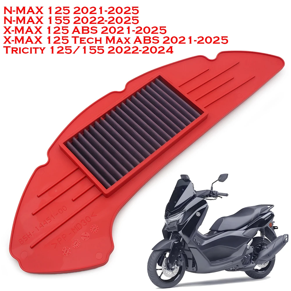 Motorcycle High Flow Air Filter Cleaner Element Air Intake Filter For Yamaha NMAX155 NMAX125 XMAX125 Tricity 125 155 2022-2025