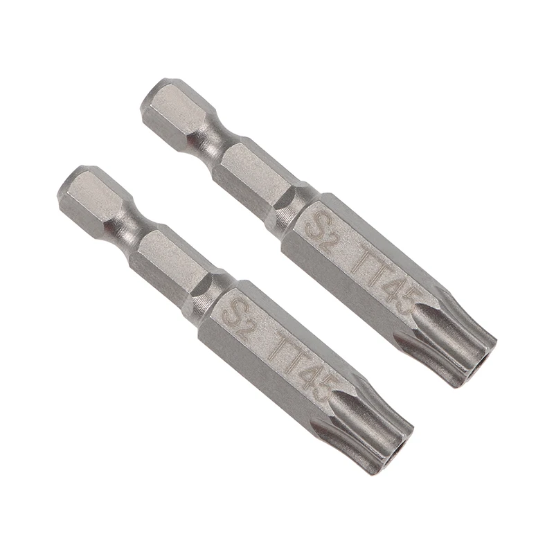 2pcs T45 Torx Screwdriver Bits 1/4 Inch Hex Shank Magnetic Security Tamper Proof Star 6 Point Screw Driver Drill Bit Hand Tools