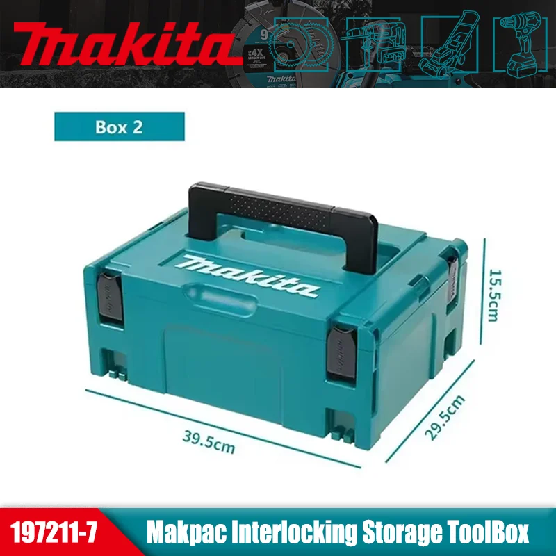 Makita 197211-7 Makpac Interlocking Case Medium Stackable Sturdy Durable Large Capacity Storage ToolBox 199853-3/821550-0