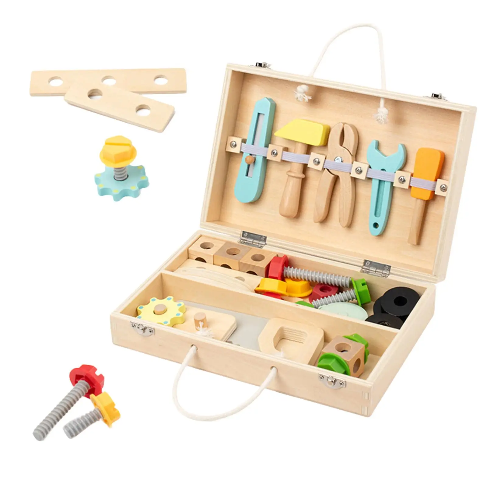

Wooden Kids Tool Set Nuts and Bolts Set,Role Play,Educational Toys,Tool Box Toys Montessori Toy for Kids Girls Boys Gifts
