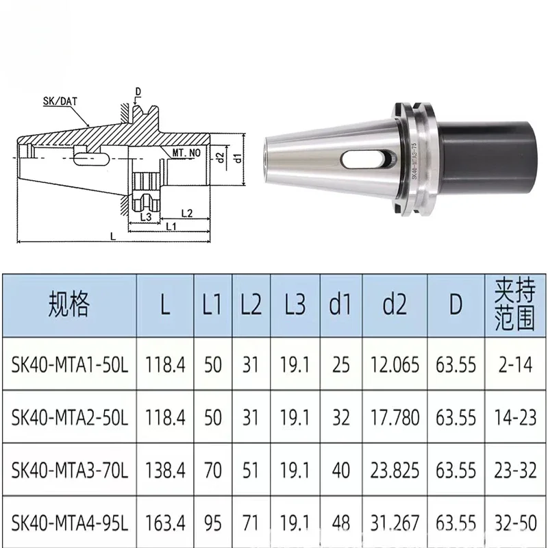 OUIO SK40 SK50 DIN69871 MTA1 MTA2 MTA3 MTA4 MTB2 MTB3 MTB4 MTA MT Tool Holder Morse JT40 BT MT Morse Taper drill bit Tool Holder