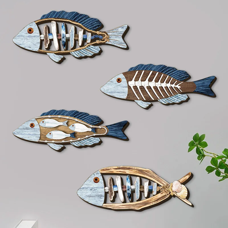 

Wooden Sign Nautical Wall Decor Marine Fish Hanging Ornament Summer Bathroom Bedroom Porch Home Art Decoration Summer Decor